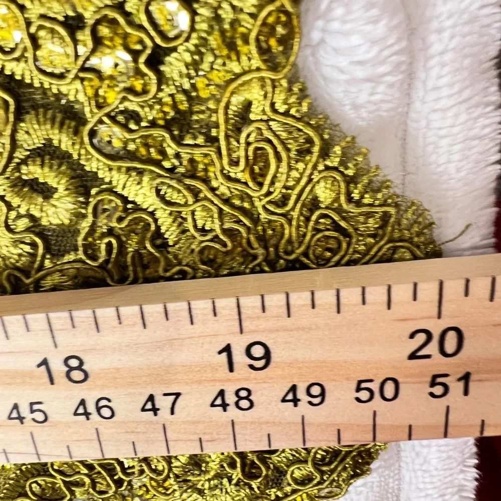 #A048   FT INC Olive Green Embroidered Mesh Top with High Neck, Sequins, XL - Picture 11 of 12